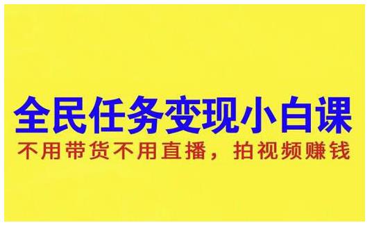 抖音全民任务变现小白课，不用带货不用直播，拍视频就能赚钱-文言网创