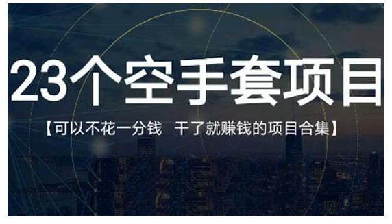 23个空手套项目大合集，0成本0投入，干了就赚钱纯空手套生意经-文言网创