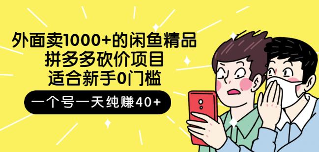 外面卖1000 的闲鱼精品：拼多多砍价项目，一个号一天纯赚40 适合新手0门槛-文言网创