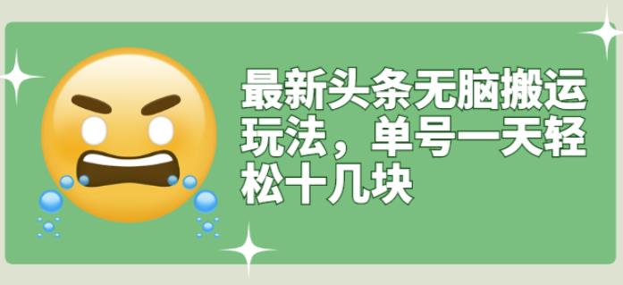 最新头条无脑搬运玩法，单号一天轻松十几块【视频教程 搬运软件】-文言网创