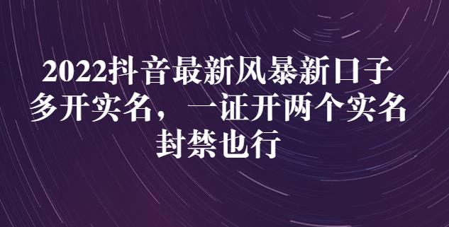 2022抖音最新风暴新口子：多开实名，一整开两个实名，封禁也行-文言网创