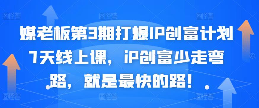 媒老板第3期打爆IP创富计划7天线上课，iP创富少走弯路，就是最快的路！-文言网创