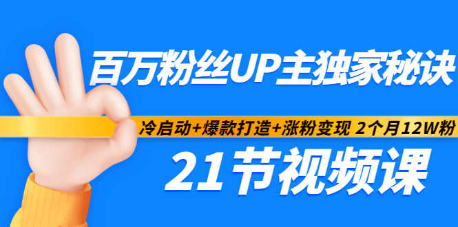 百万粉丝UP主独家秘诀：冷启动 爆款打造 涨粉变现2个月12W粉（21节视频课)-文言网创