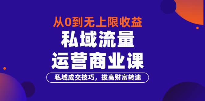 从0到无上限收益的《私域流量运营商业课》私域成交技巧，拔高财富转速-文言网创