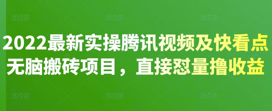 2022最新实操腾讯视频及快看点无脑搬砖项目，直接怼量撸收益-文言网创