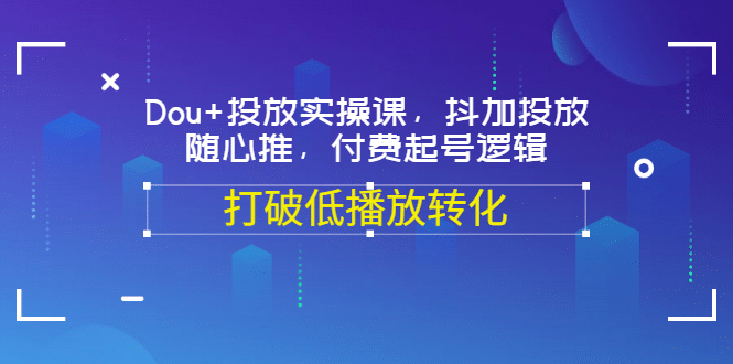 Dou 投放实操课，抖加投放，随心推，付费起号逻辑，打破低播放转化-文言网创