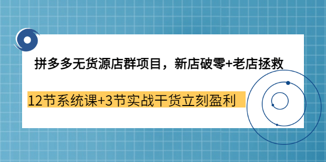 拼多多无货源店群项目，新店破零 老店拯救 12节系统课 3节实战干货立刻盈利-文言网创