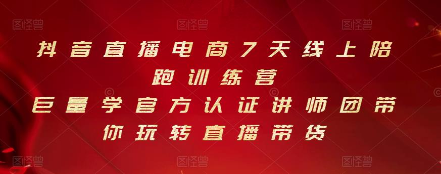 抖音直播电商7天线上陪跑训练营，巨量学官方认证讲师团带你玩转直播带货-文言网创