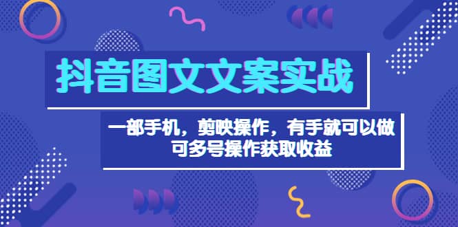 抖音图文毒文案实战：一部手机 剪映操作 有手就能做，单号日入几十 可多号-文言网创