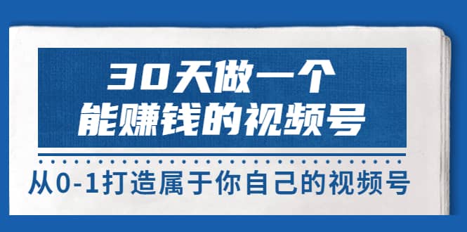 30天做一个能赚钱的视频号，从0-1打造属于你自己的视频号 (14节-价值199)-文言网创