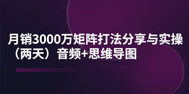 某线下培训：月销3000万矩阵打法分享与实操（两天）音频 思维导图-文言网创