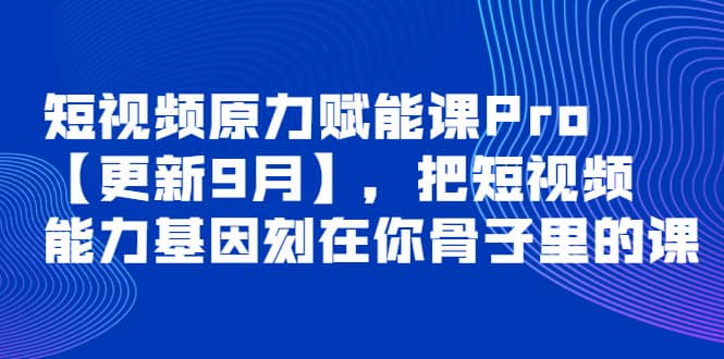 短视频原力赋能课Pro【更新9月】，把短视频能力基因刻在你骨子里的课-文言网创