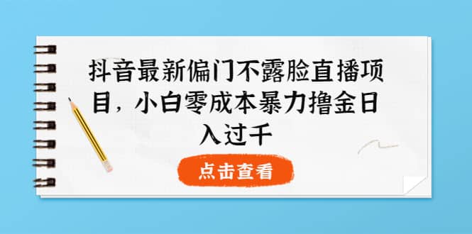 抖音最新偏门不露脸直播项目，小白零成本暴力撸金日入1000-文言网创