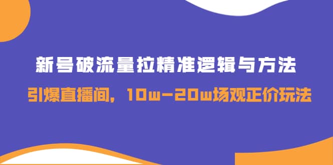 新号破流量拉精准逻辑与方法，引爆直播间，10w-20w场观正价玩法-文言网创