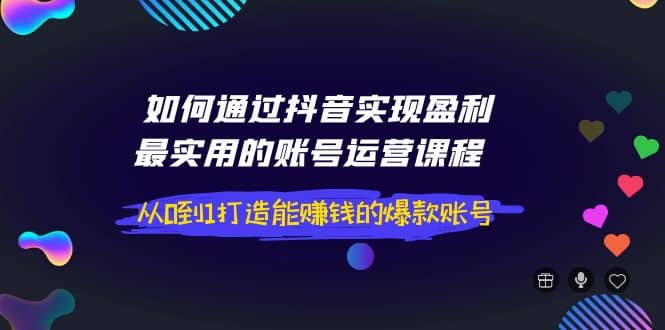 如何通过抖音实现盈利，最实用的账号运营课程 从0到1打造能赚钱的爆款账号-文言网创