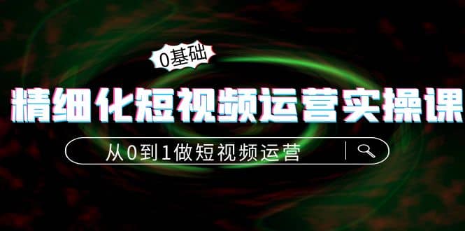 精细化短视频运营实操课，从0到1做短视频运营：算法篇 定位篇 内容篇-文言网创