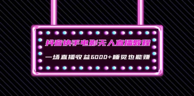 抖音快手电影无人直播教程：一场直播收益6000 睡觉也能赚(教程 软件 素材)-文言网创