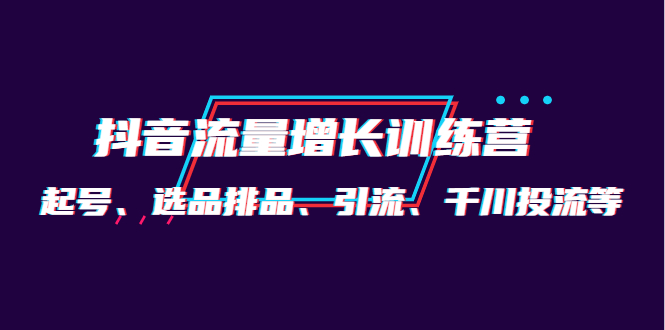 月销1.6亿实操团队·抖音流量增长训练营：起号、选品排品、引流 千川投流等-文言网创