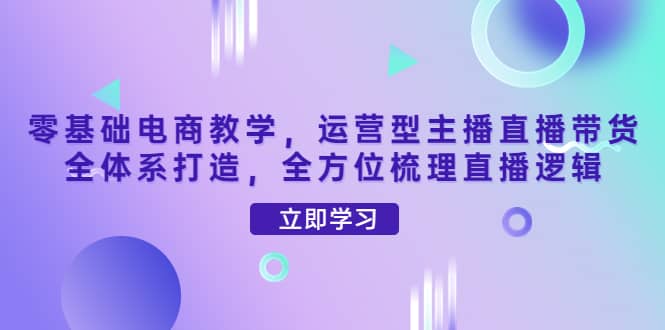 零基础电商教学，运营型主播直播带货全体系打造，全方位梳理直播逻辑-文言网创