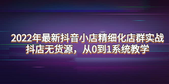 2022年最新抖音小店精细化店群实战，抖店无货源，从0到1系统教学-文言网创