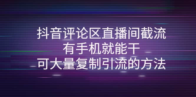 抖音评论区直播间截流，有手机就能干，可大量复制引流的方法-文言网创