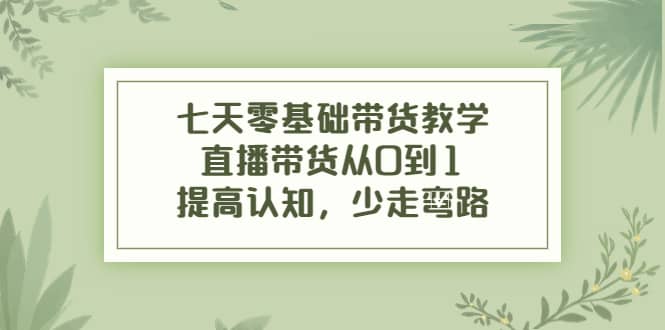 七天零基础带货教学，直播带货从0到1，提高认知，少走弯路-文言网创