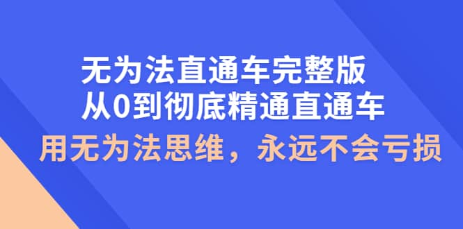 无为法直通车完整版：从0到彻底精通直通车，用无为法思维，永远不会亏损-文言网创