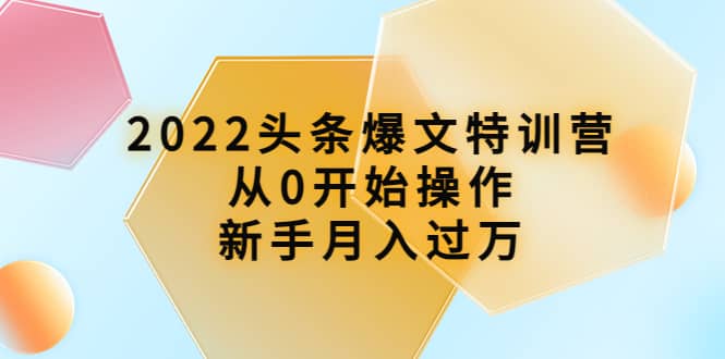 2022头条爆文特训营：从0开始操作，新手月入过万（16节课时）-文言网创