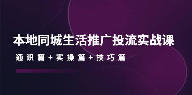 本地同城生活推广投流实战课：通识篇 实操篇 技巧篇-文言网创