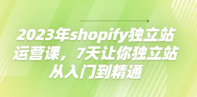 2023年shopify独立站运营课，7天让你独立站从入门到精通-文言网创