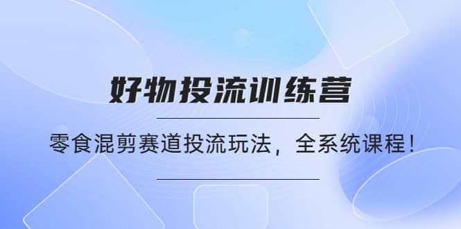 好物推广投流训练营：零食混剪赛道投流玩法，全系统课程-文言网创