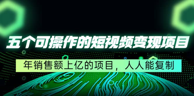 五个可操作的短视频变现项目：年销售额上亿的项目，人人能复制-文言网创