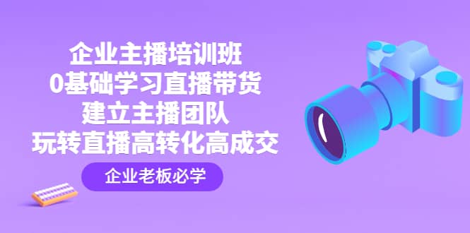 企业主播培训班：0基础学习直播带货，建立主播团队，玩转直播高转化高成交-文言网创