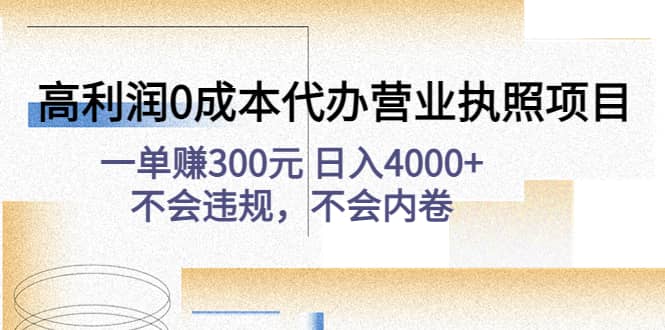 高利润0成本代办营业执照项目：不会违规，不会内卷-文言网创