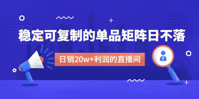 某电商线下课程，稳定可复制的单品矩阵日不落，做一个日销20w 利润的直播间-文言网创