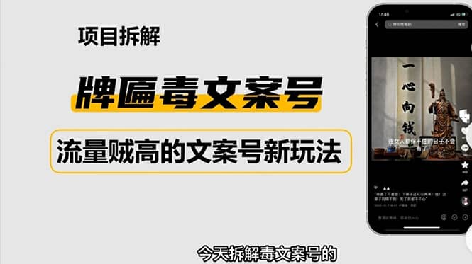 2023抖音快手毒文案新玩法，牌匾文案号，起号快易变现-文言网创