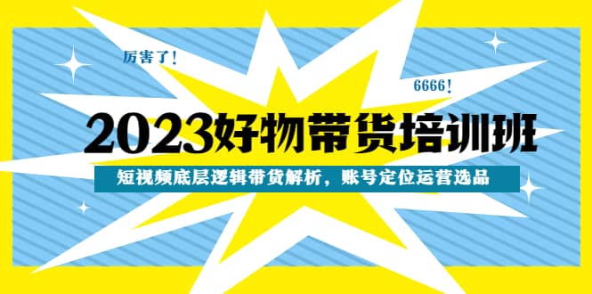 2023好物带货培训班：短视频底层逻辑带货解析，账号定位运营选品-文言网创