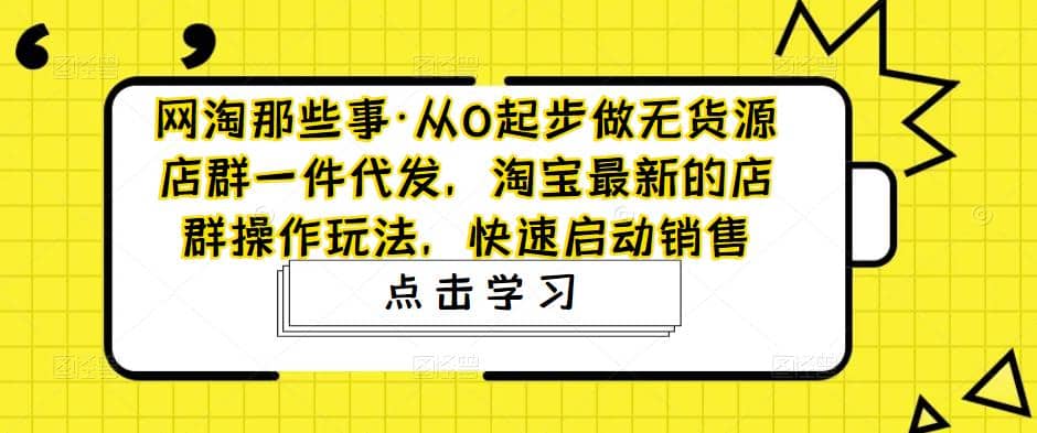 从0起步做无货源店群一件代发，淘宝最新的店群操作玩法，快速启动销售-文言网创