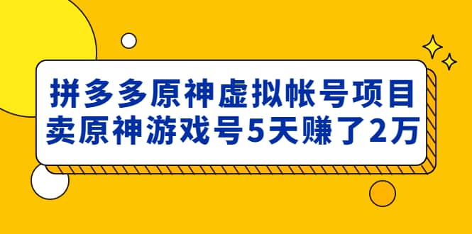 外面卖2980的拼多多原神虚拟帐号项目-文言网创