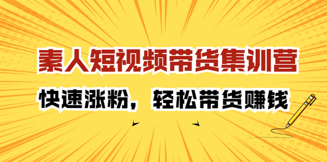 素人短视频带货集训营：快速涨粉，轻松带货赚钱-文言网创