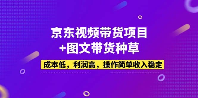 京东视频带货项目 图文带货种草，成本低，利润高，操作简单收入稳定-文言网创