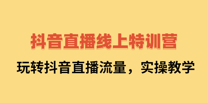 抖音直播线上特训营：玩转抖音直播流量，实操教学-文言网创