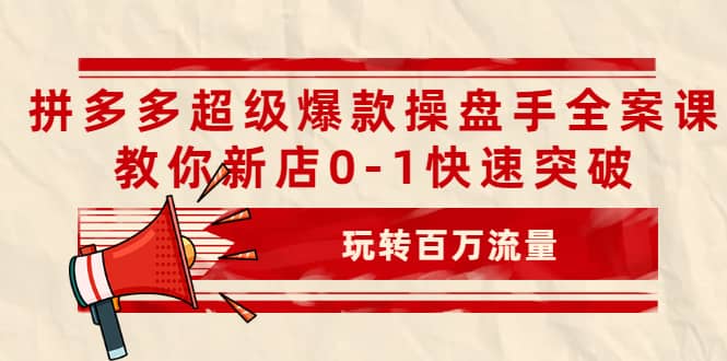 拼多多超级爆款操盘手全案课，教你新店0-1快速突破，玩转百万流量-文言网创