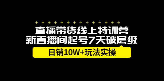 直播带货线上特训营，新直播间起号7天破层级日销10万玩法实操-文言网创