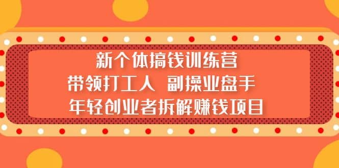 新个体搞钱训练营：带领打工人 副操业盘手 年轻创业者拆解赚钱项目-文言网创