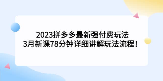 2023拼多多最新强付费玩法，3月新课78分钟详细讲解玩法流程-文言网创