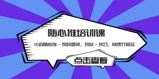 随心推培训课：小店随心推·投放逻辑，投放·技巧，快速打标签-文言网创