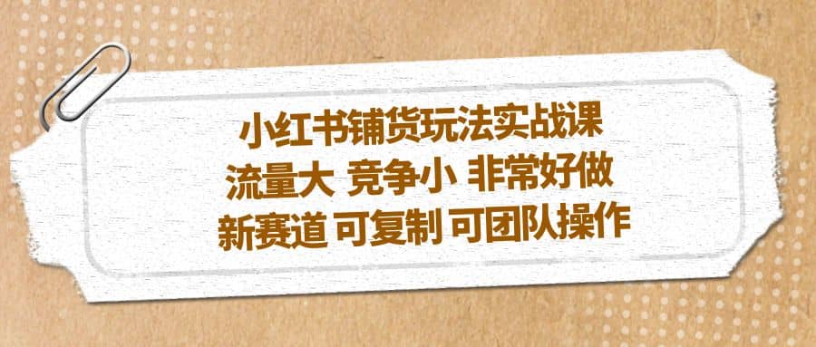 小红书铺货玩法实战课，流量大 竞争小 非常好做 新赛道 可复制 可团队操作-文言网创