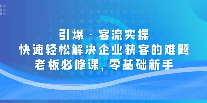 引爆·客流实操：快速轻松解决企业获客的难题，老板必修课，零基础新手-文言网创