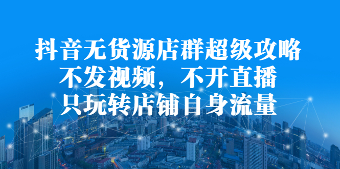 抖音无货源店群超级攻略：不发视频，不开直播，只玩转店铺自身流量-文言网创